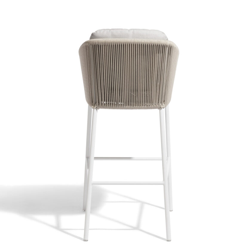 Tabouret de bar extérieur Omer – Aluminium blanc & corde minéral – Diphano – Image 4