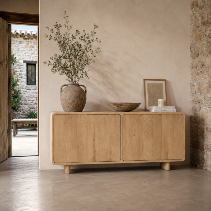 Buffet en chêne massif naturel CALA BLANCA L. 180 cm