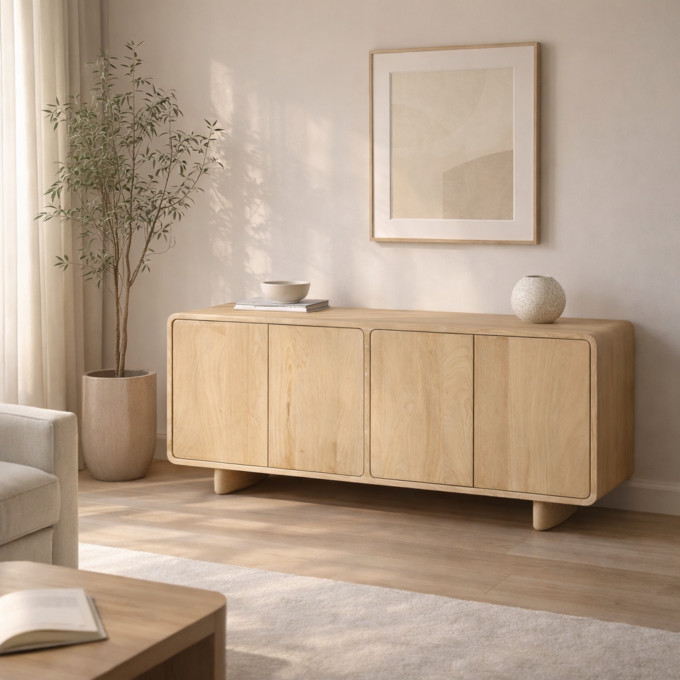 Buffet en chêne massif naturel CALA BLANCA L. 180 cm