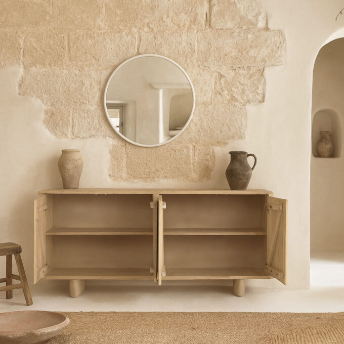 Buffet en chêne massif naturel CALA BLANCA L.180 cm