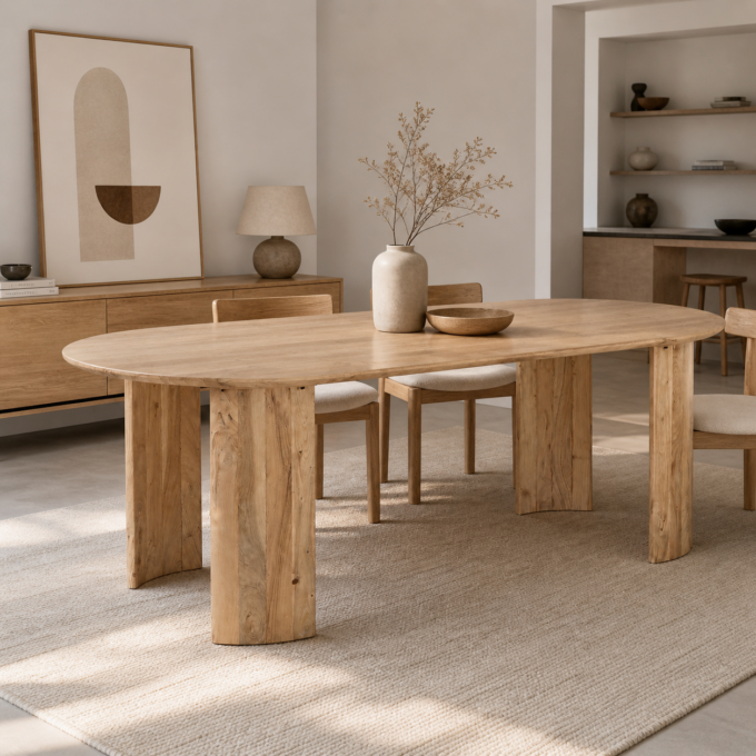 Table de repas ovale en bois massif d'acacia VICTORIA 240 cm