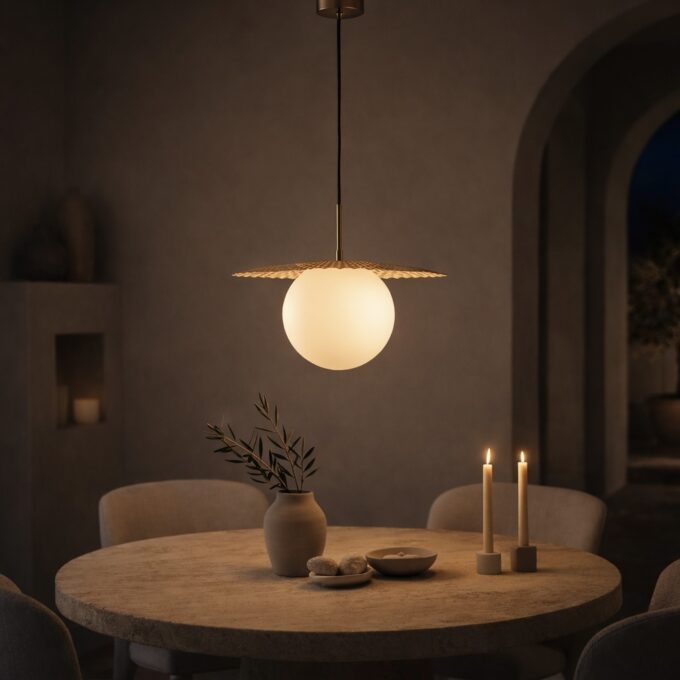 Suspension au design vintage en métal et verre RETRO 45 Dorée