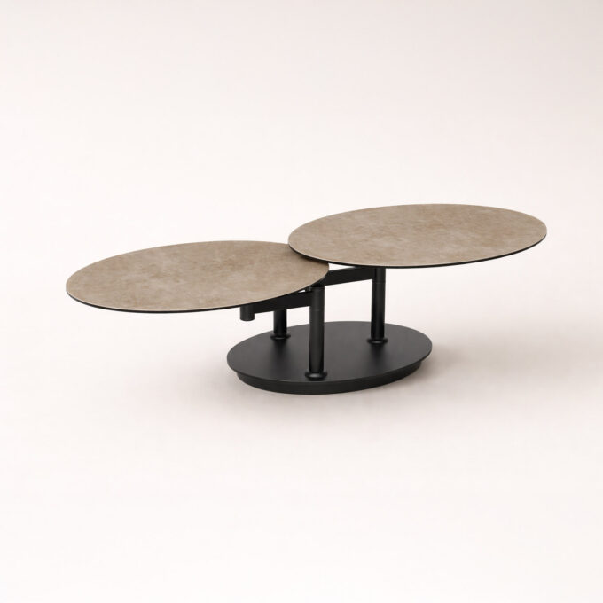 Table basse extensible en céramique argile et acier noir ALBENGA