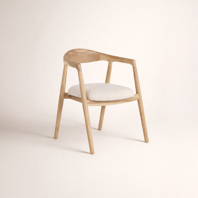 Lot de 2 chaises en teck massif et tissu bouclette blanche ALCUDIA