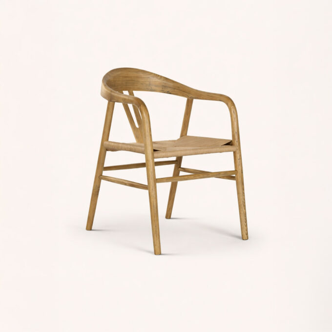 Lot de 2 chaises en bois d’orme et fibre tressée UENO