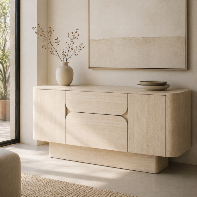 Buffet en bois effet travertin FORTE DEI MARMI 162 cm