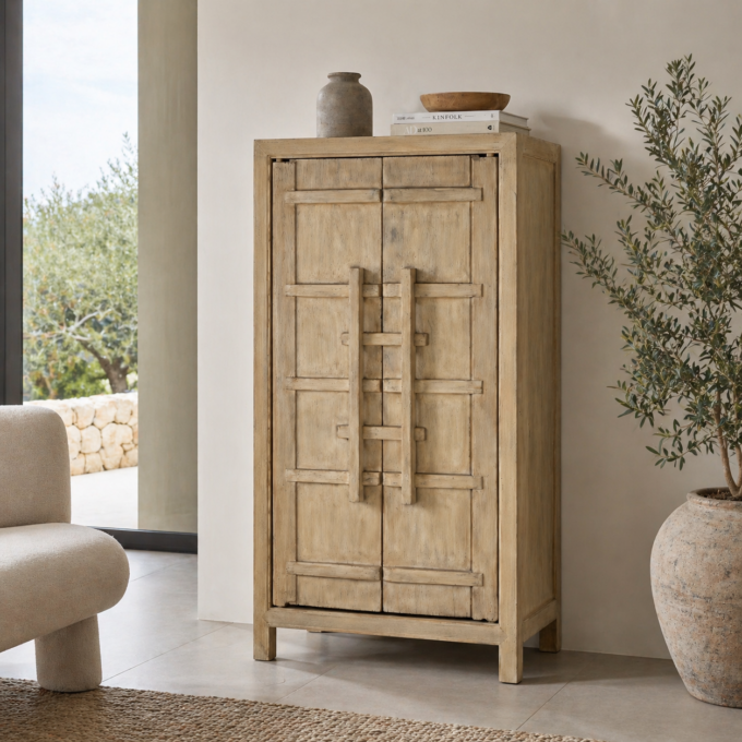 Armoire 2 portes en bois massif d’orme RAGUSA