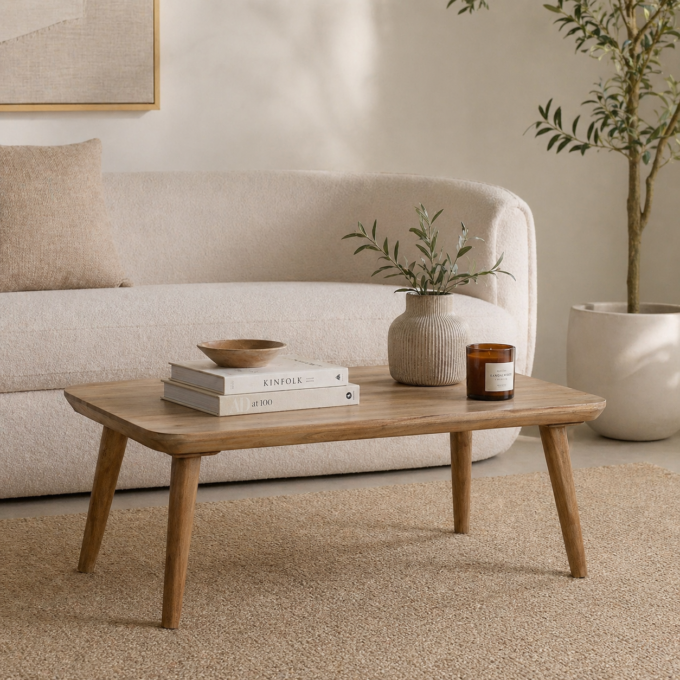 Table basse rectangulaire en bois d'acacia BANYALBUFAR 118 cm