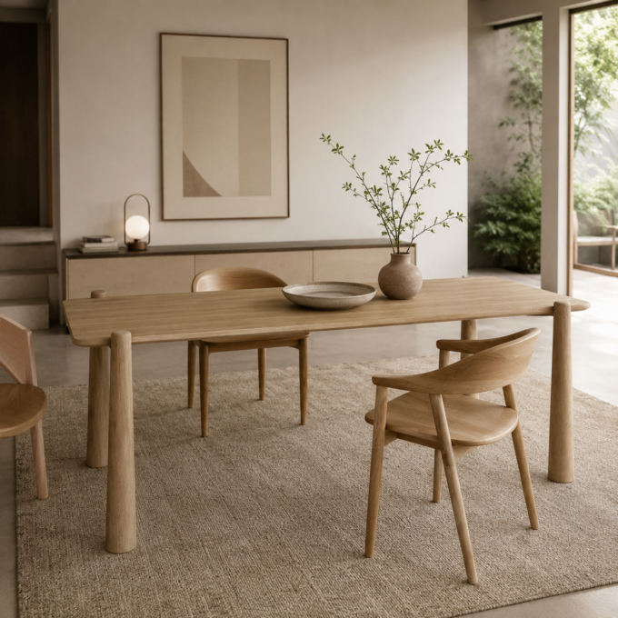Table de repas en bois massif d'acacia PORTBOU 180 cm