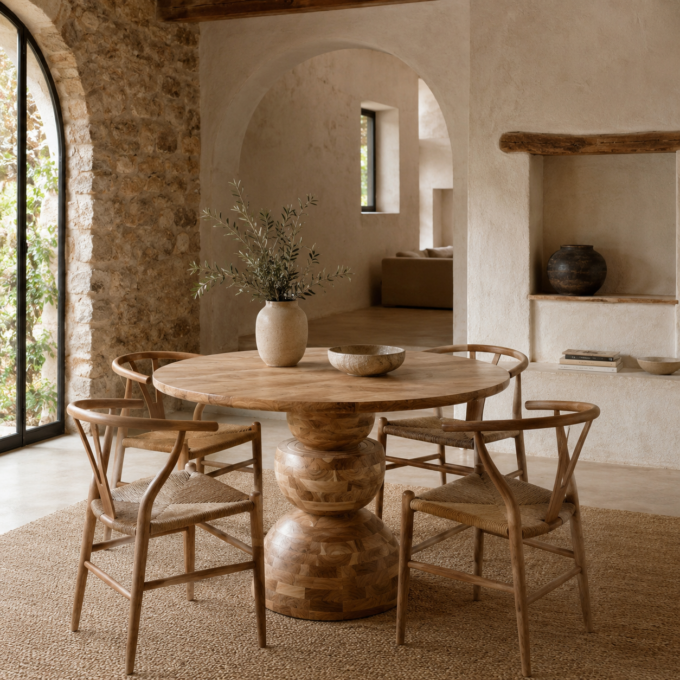 Table de repas ronde 115 cm en acacia naturel SALERNES